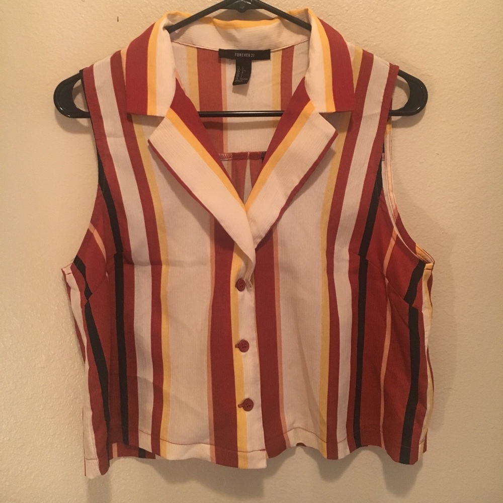 Button up striped crop top